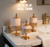 Rose gold high-legged European-style cans, European court-style sealed cans, light luxury carved decorative storage cans for living room tables, wholesale details Picture